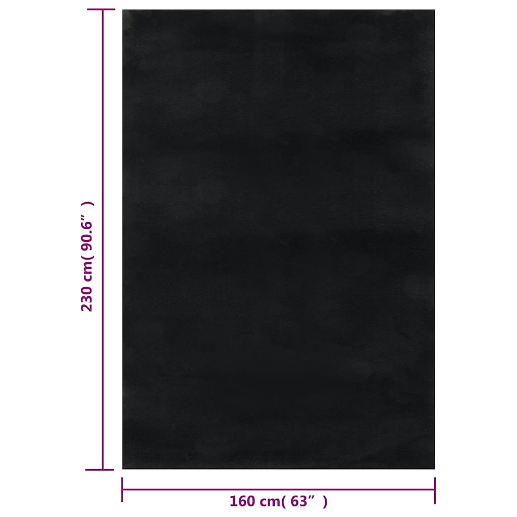 Teppich Waschbar Flauschig Kurzflor 160x230 Rutschfest Schwarz