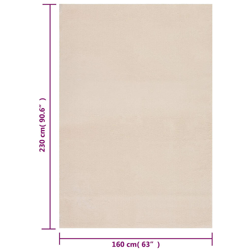 Teppich Waschbar Flauschig Kurzflor 160x230 Rutschfest Beige