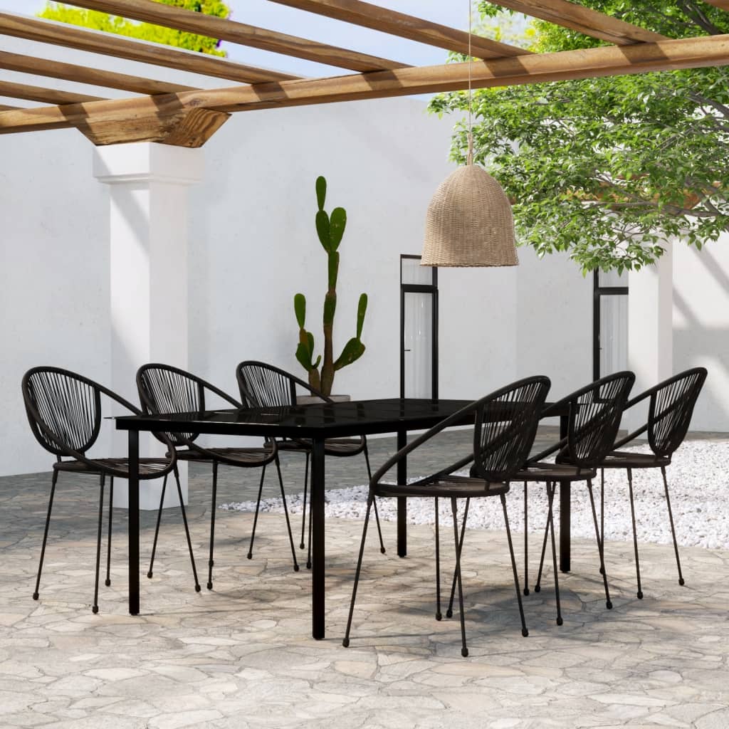 7-tlg. Garten-Essgruppe Schwarz