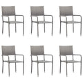 Garten-Essstühle 6 Stk. Stapelbar Grau Polyrattan