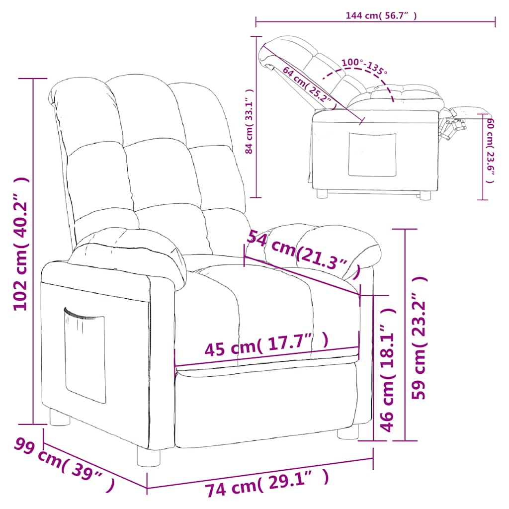 Relaxsessel Braun Stoff