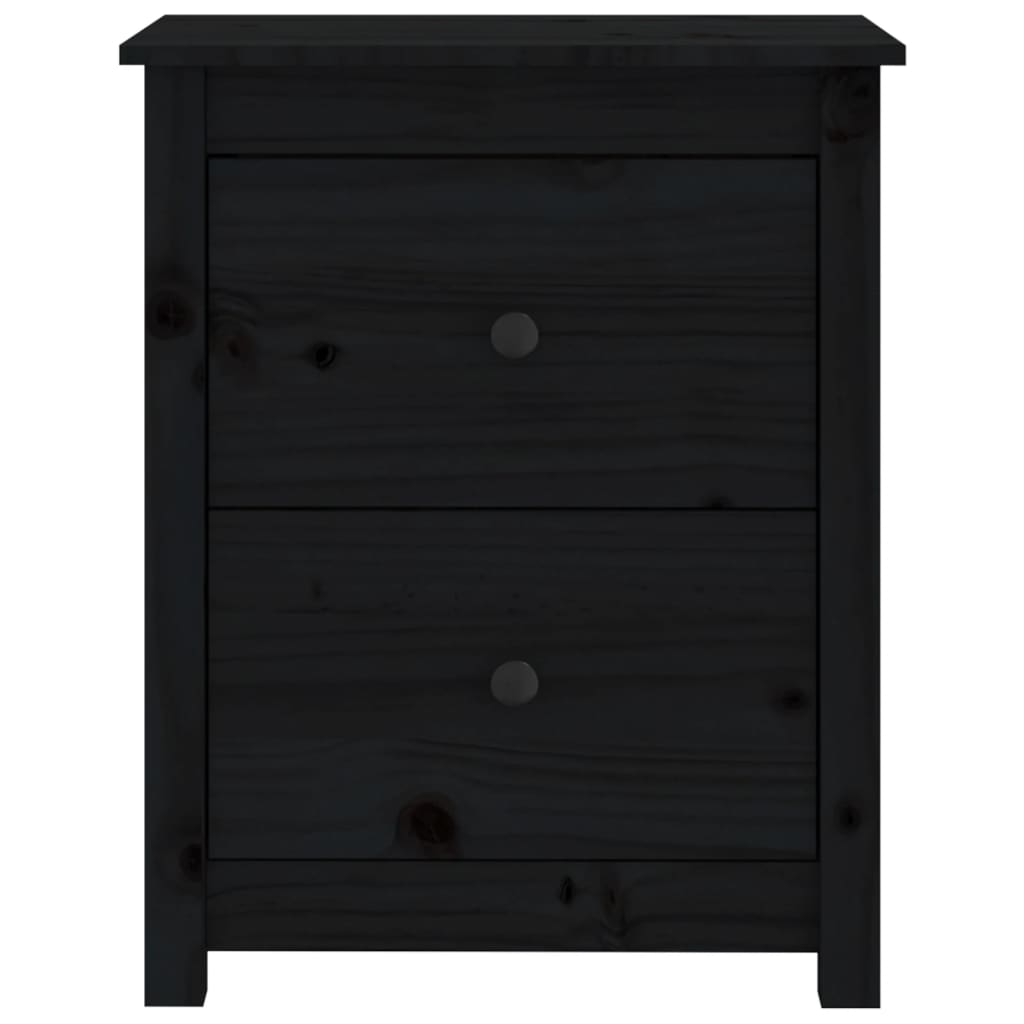 Nachttische 2 Stk. Schwarz 50x35x61,5 cm Massivholz Kiefer
