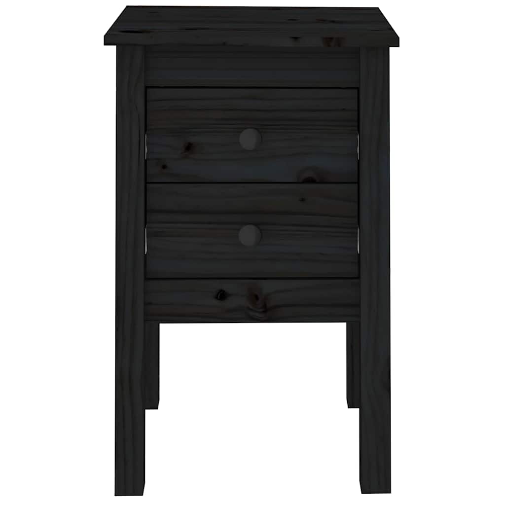 Nachttische 2 Stk. Schwarz 40x35x61,5 cm Massivholz Kiefer