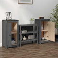Sideboards 2 Stk. Grau 39x35x80 cm Massivholz Kiefer