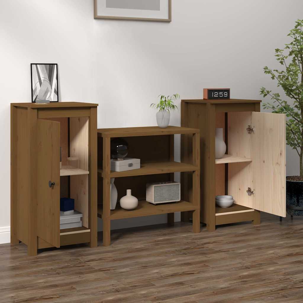 Sideboards 2 Stk. Honigbraun 39x35x80 cm Massivholz Kiefer