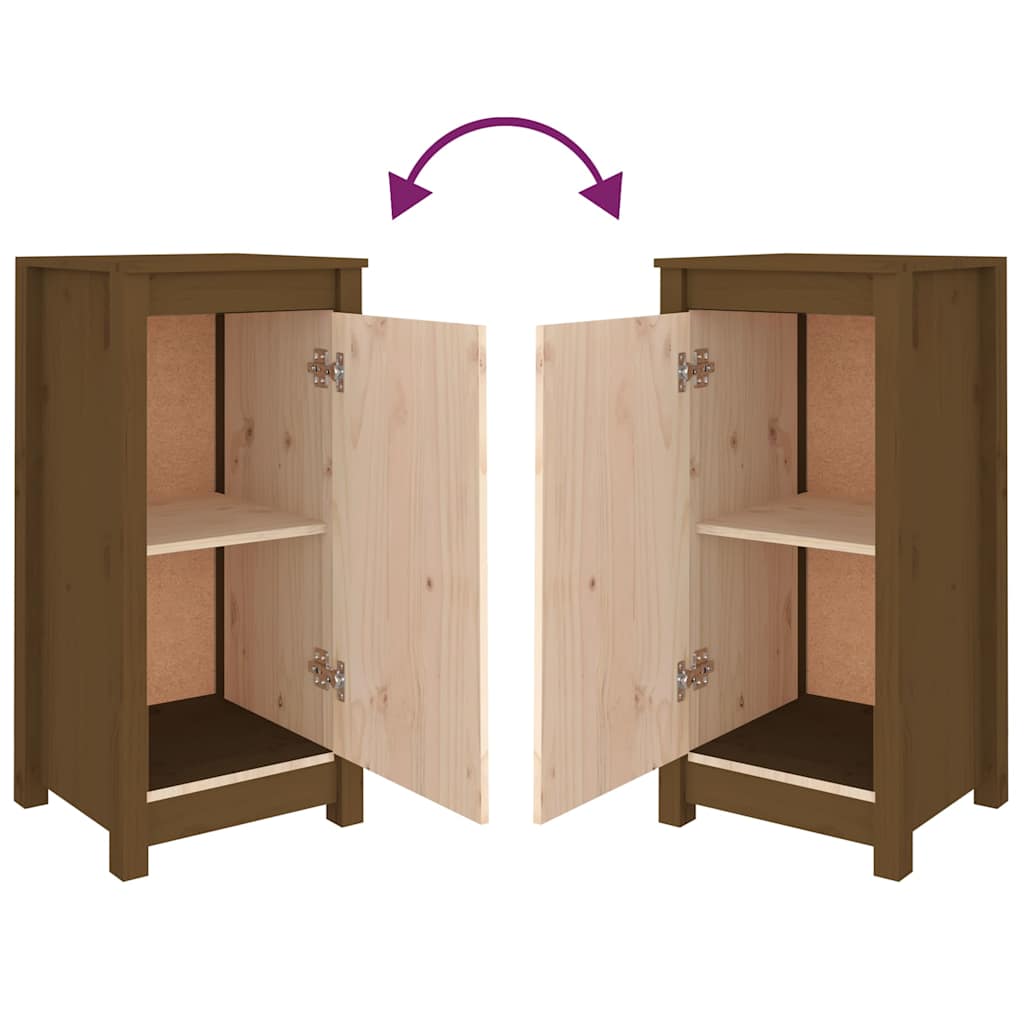 Sideboards 2 Stk. Honigbraun 39x35x80 cm Massivholz Kiefer