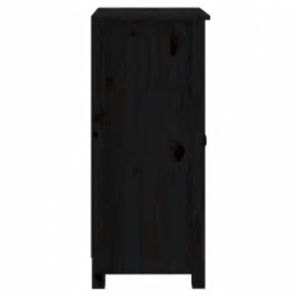 Sideboards 2 Stk. Schwarz 39x35x80 cm Massivholz Kiefer