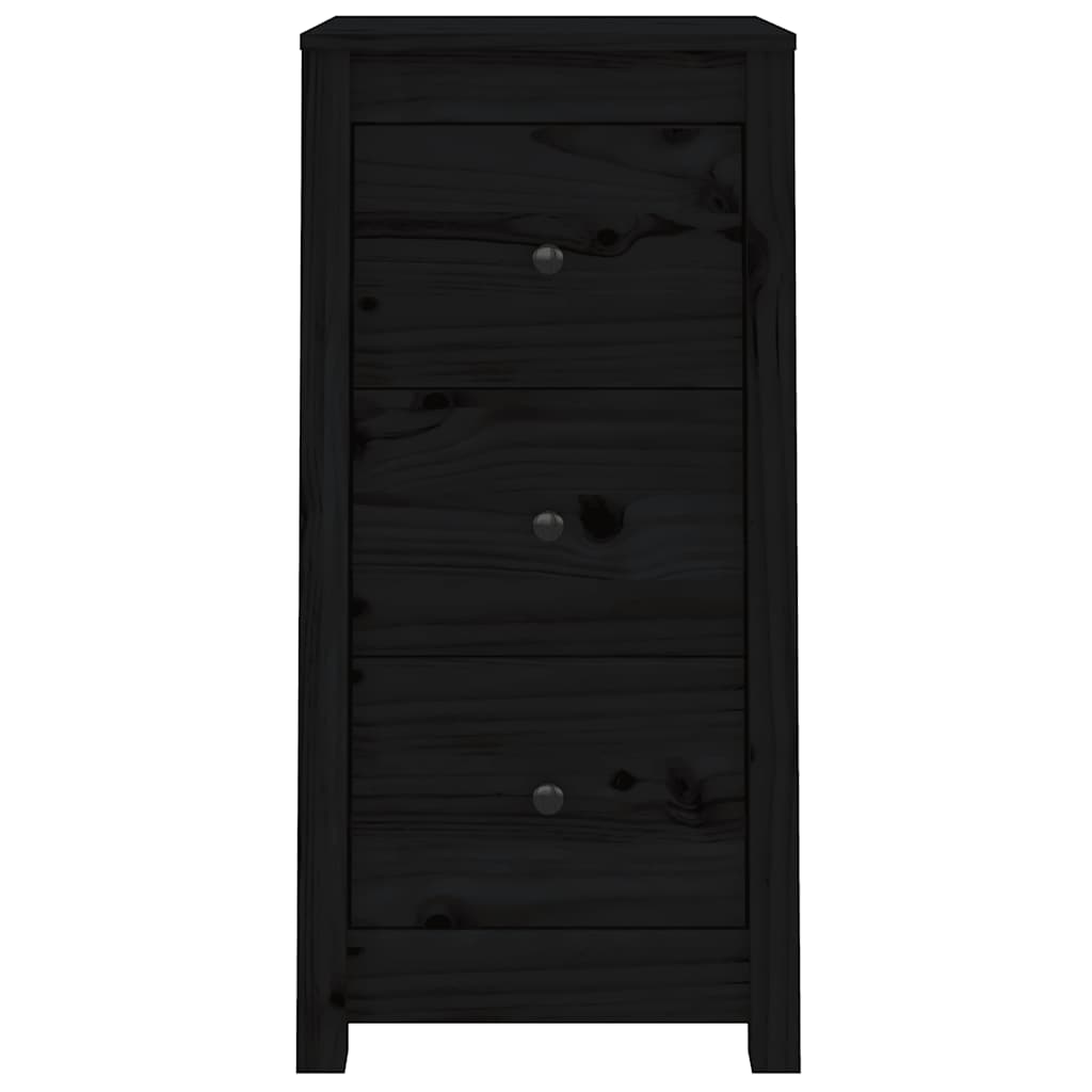 Sideboards 2 Stk. Schwarz 40x35x80 cm Massivholz Kiefer