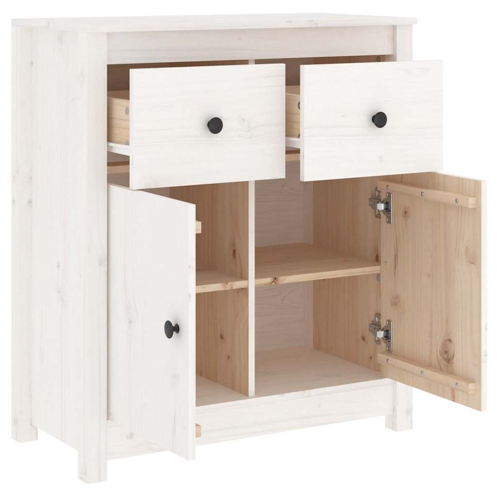 Sideboard Weiß 70x35x80 cm Massivholz Kiefer