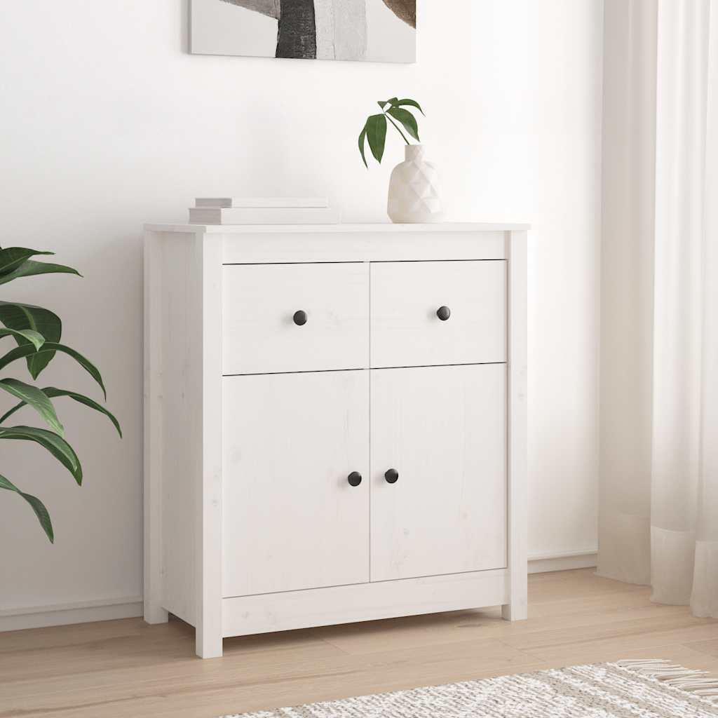 Sideboard Weiß 70x35x80 cm Massivholz Kiefer