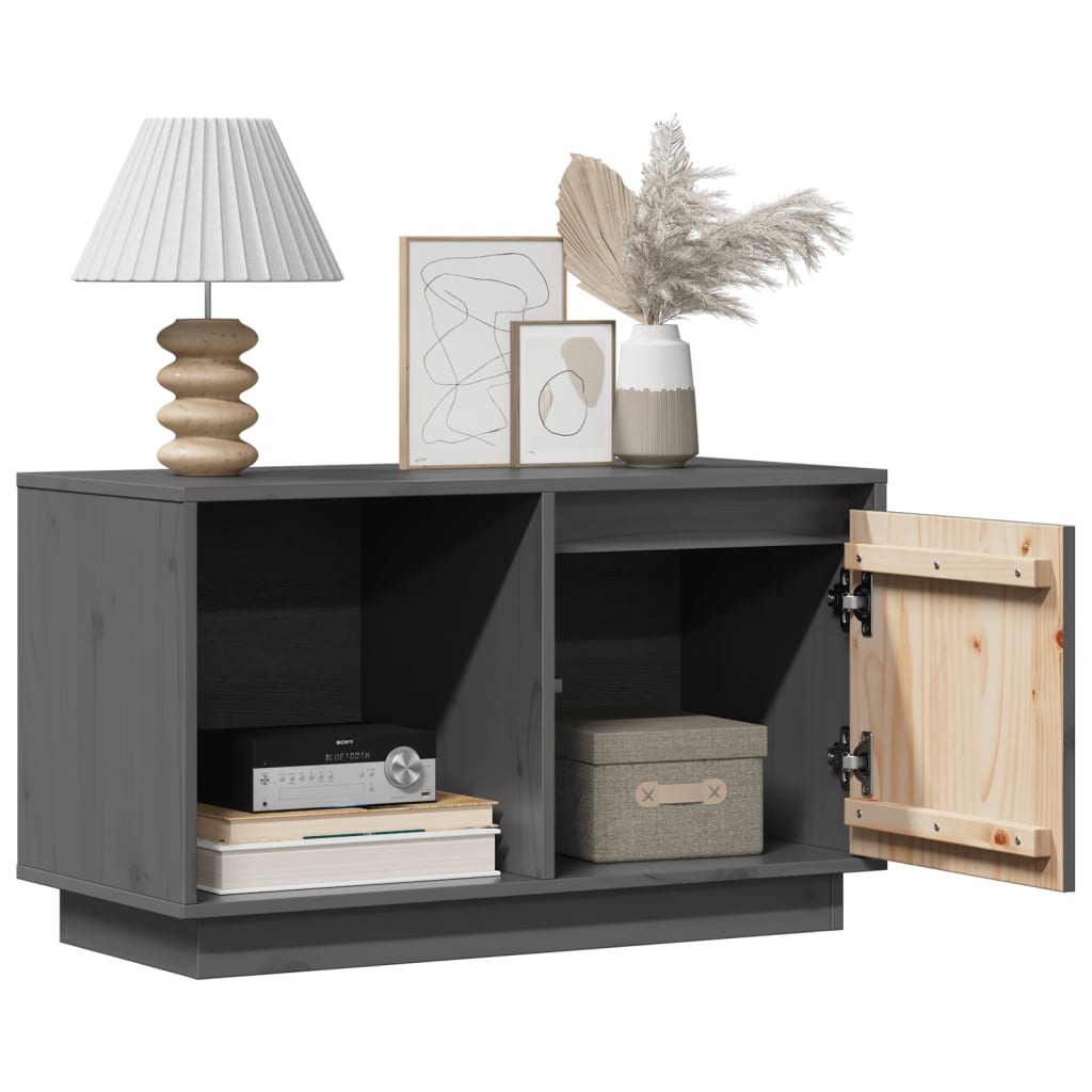 TV-Schrank Grau 74x35x44 cm Massivholz Kiefer