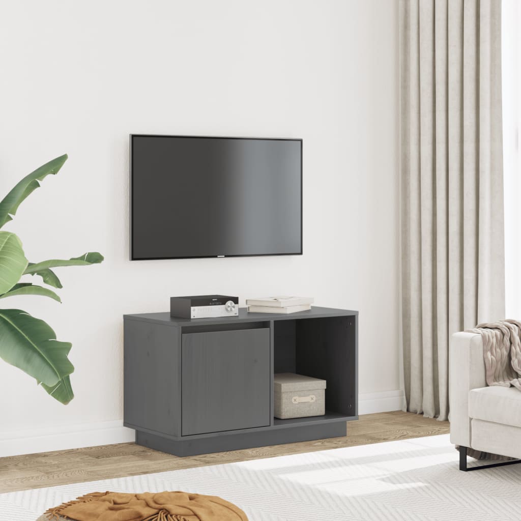 TV-Schrank Grau 74x35x44 cm Massivholz Kiefer