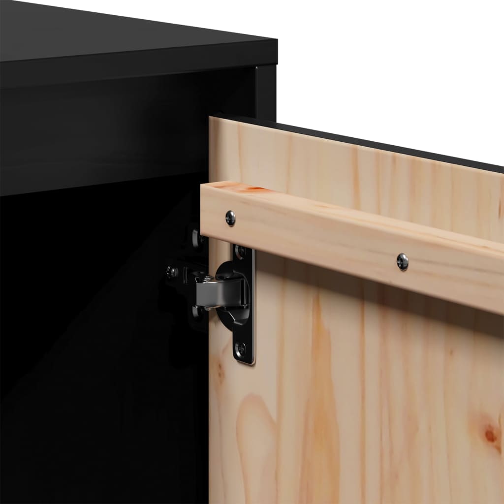 TV-Schrank Schwarz 74x35x44 cm Massivholz Kiefer