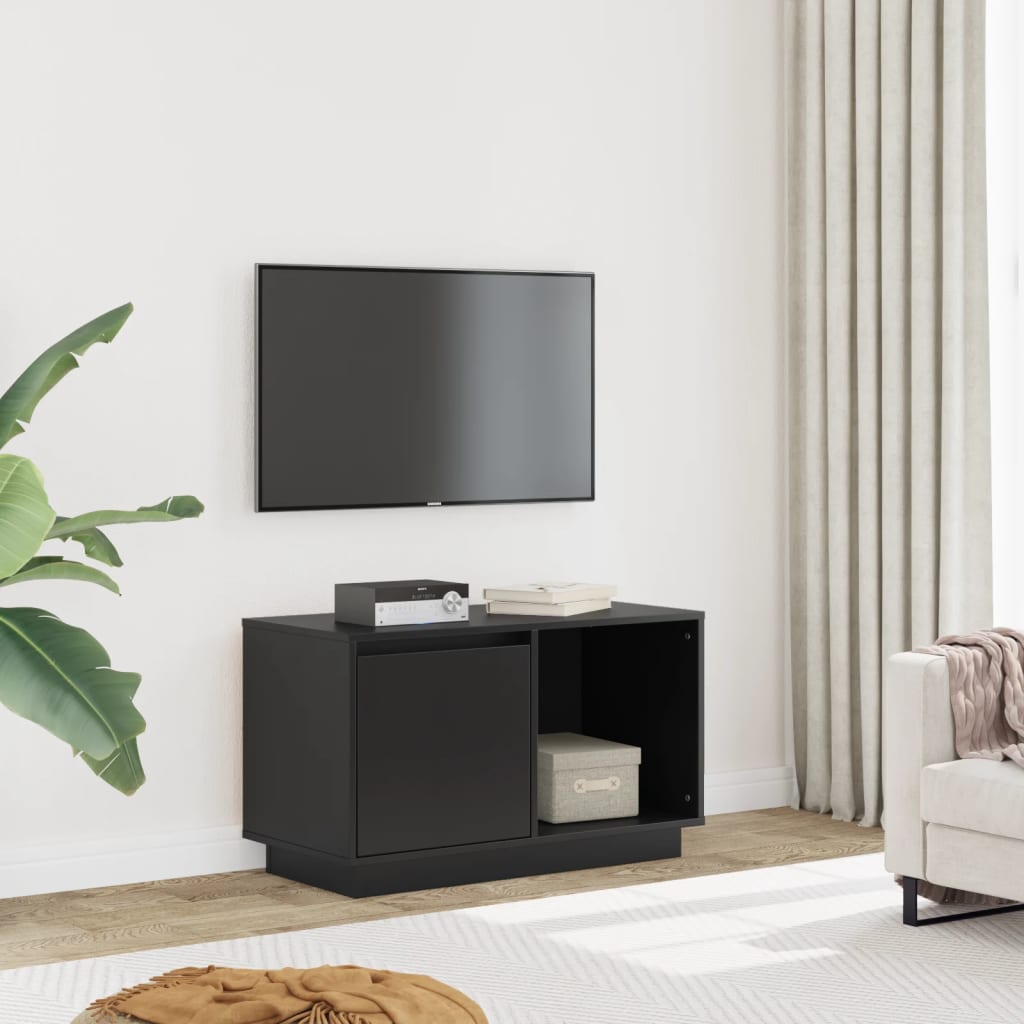 TV-Schrank Schwarz 74x35x44 cm Massivholz Kiefer