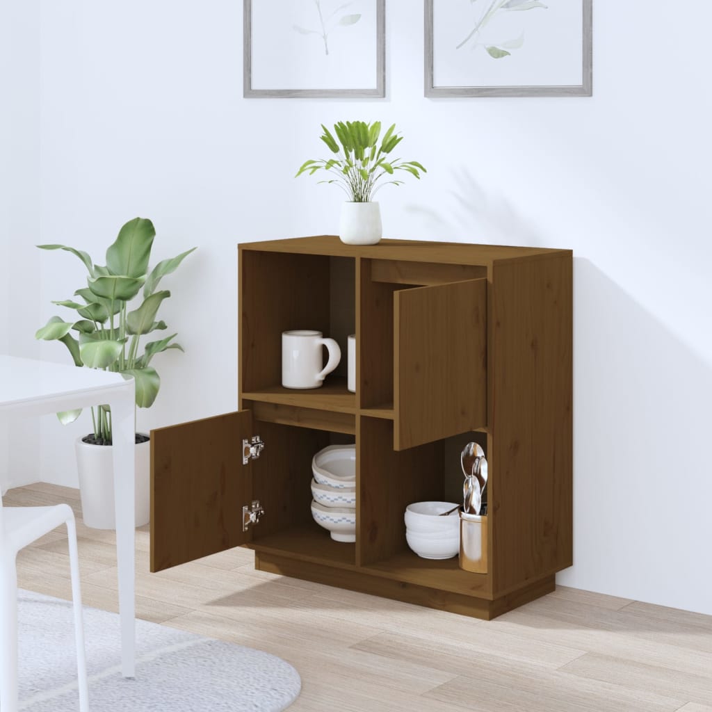 Sideboard Honigbraun 74x35x80 cm Massivholz Kiefer