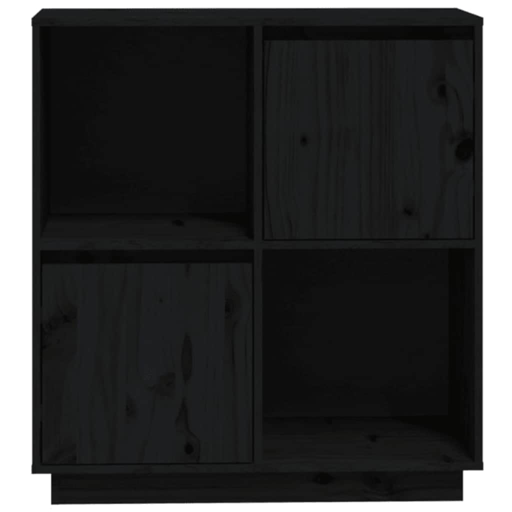 Sideboard Schwarz 74x35x80 cm Massivholz Kiefer