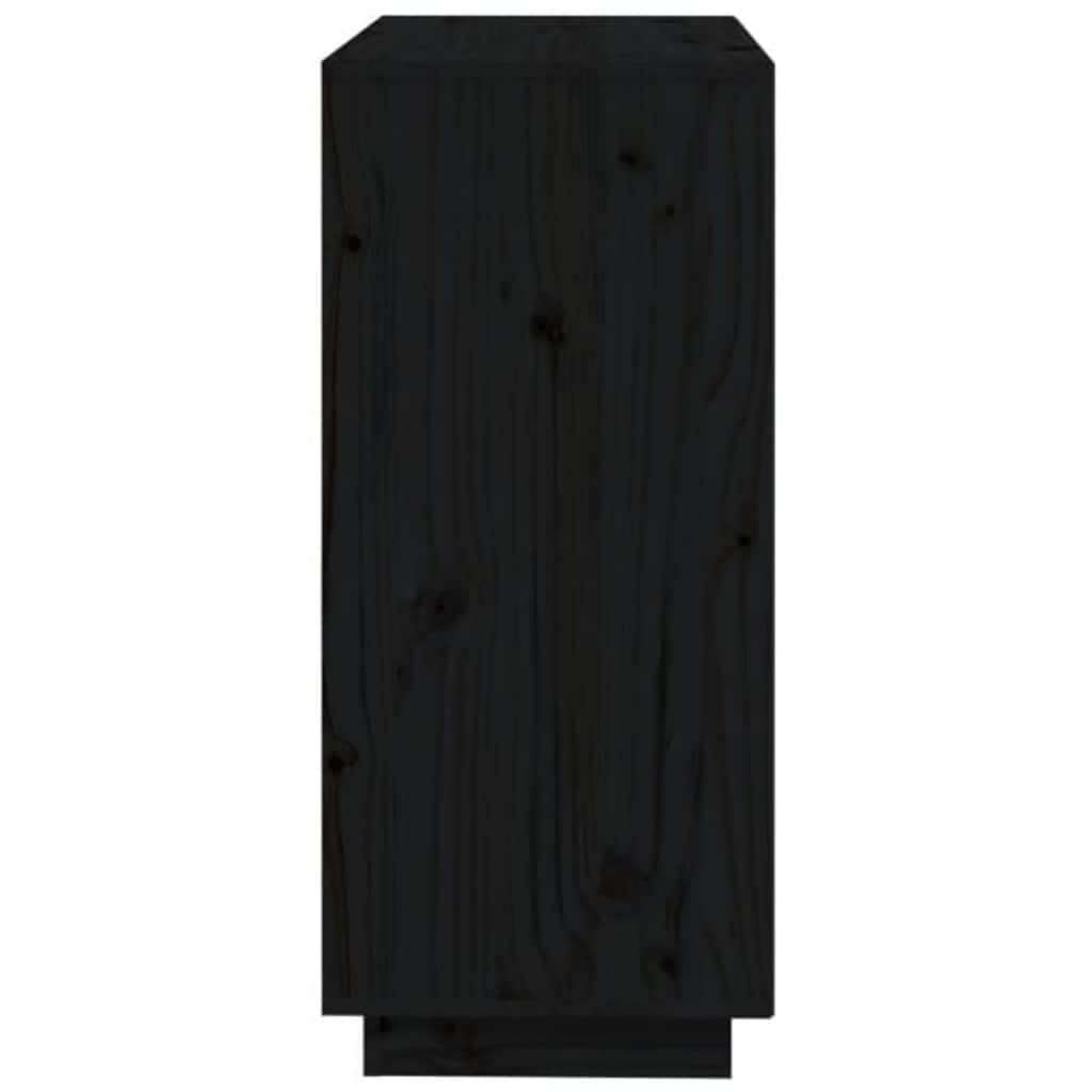 Sideboard Schwarz 74x35x80 cm Massivholz Kiefer