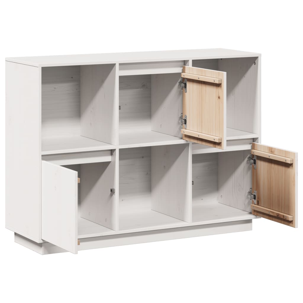 Sideboard Weiß 110,5x35x80 cm Massivholz Kiefer