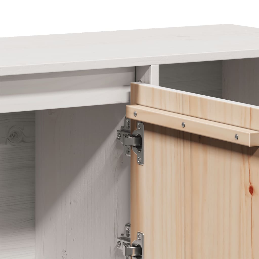 Sideboard Weiß 110,5x35x80 cm Massivholz Kiefer