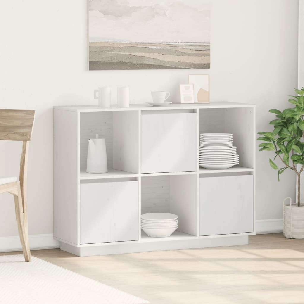 Sideboard Weiß 110,5x35x80 cm Massivholz Kiefer