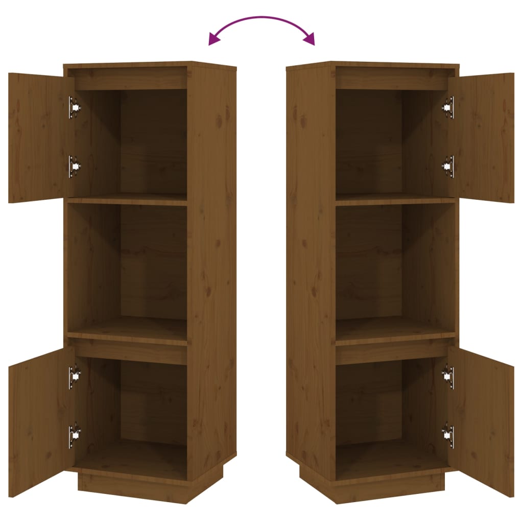 Highboard Honigbraun 38x35x117 cm Massivholz Kiefer