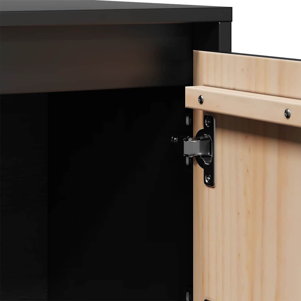 Highboard Schwarz 74x35x117 cm Massivholz Kiefer