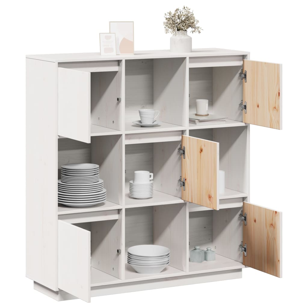 Highboard Weiß 110,5x35x117 cm Massivholz Kiefer