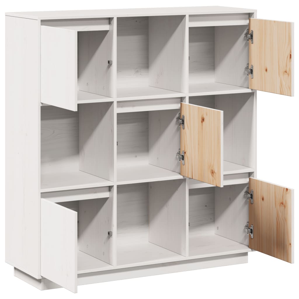 Highboard Weiß 110,5x35x117 cm Massivholz Kiefer