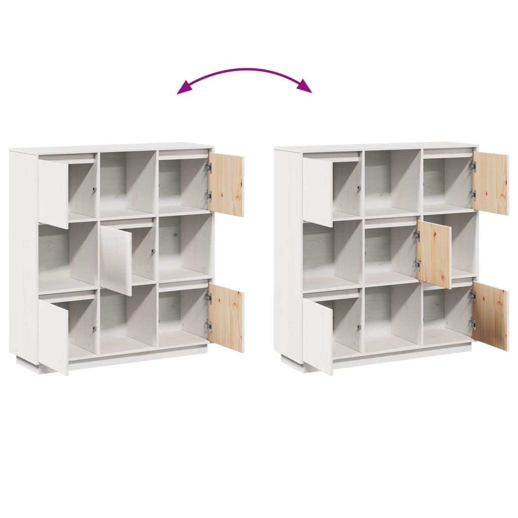 Highboard Weiß 110,5x35x117 cm Massivholz Kiefer