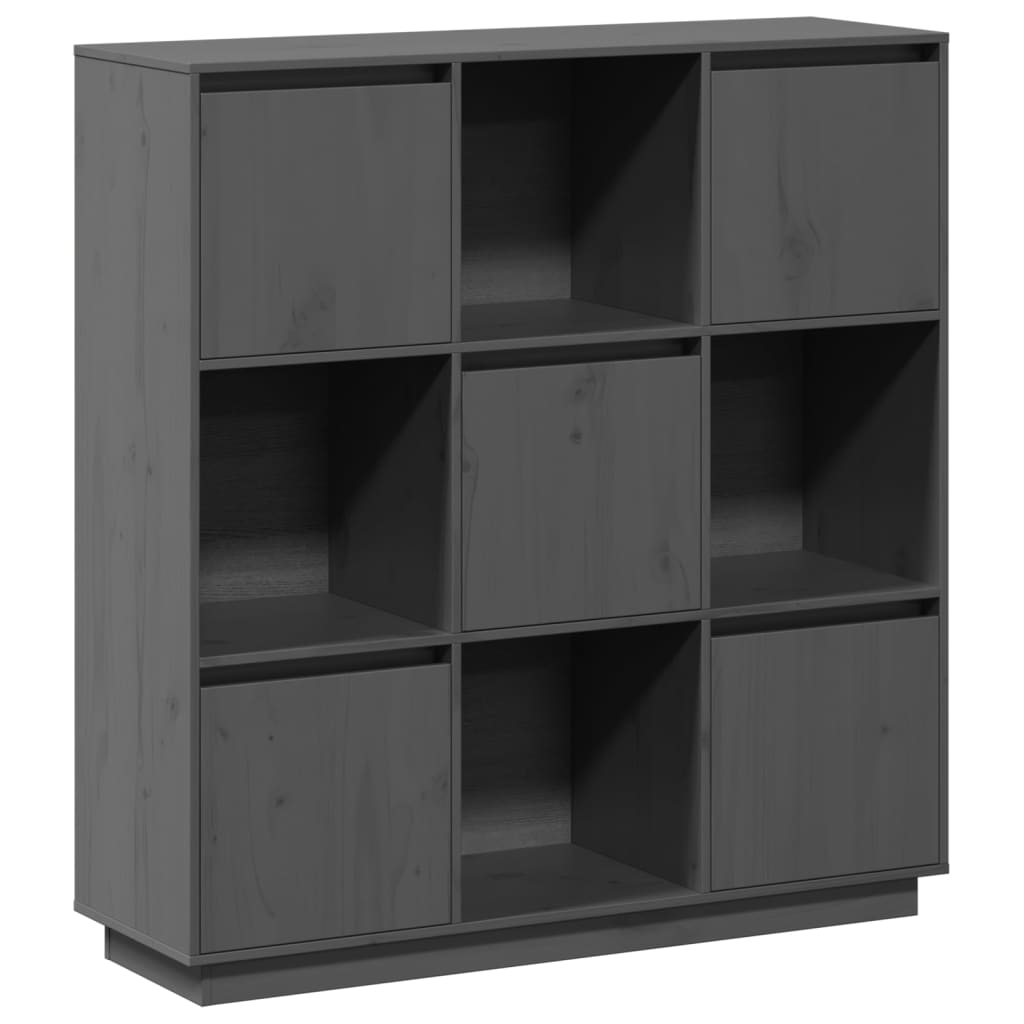 Highboard Grau 110,5x35x117 cm Massivholz Kiefer
