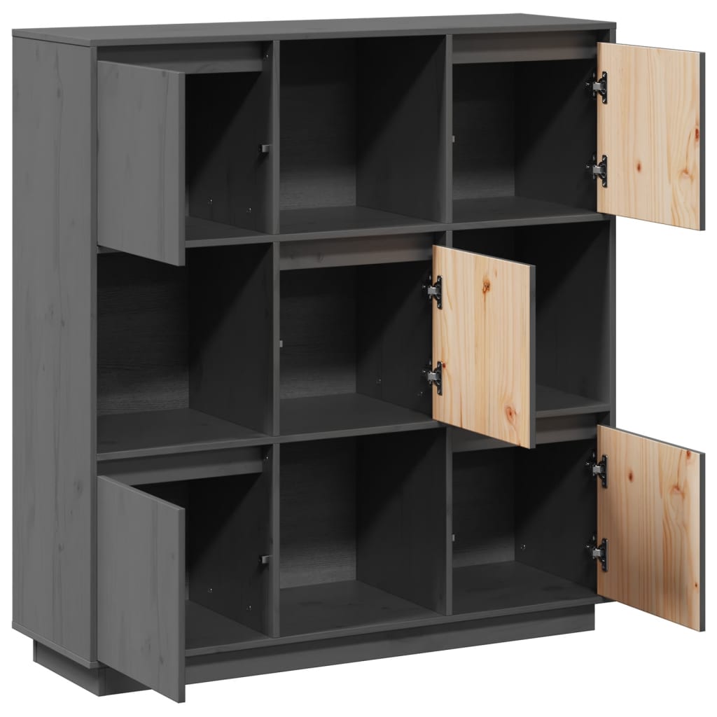 Highboard Grau 110,5x35x117 cm Massivholz Kiefer