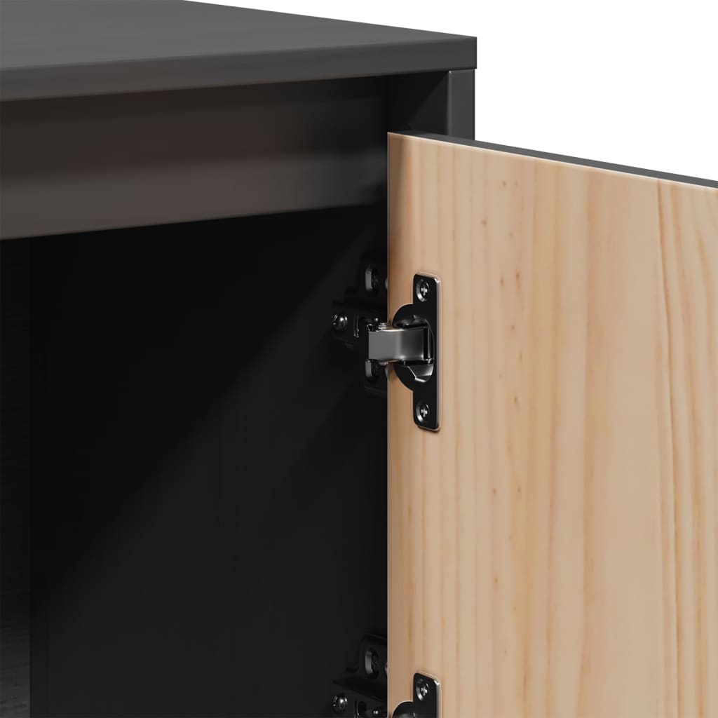 Highboard Grau 110,5x35x117 cm Massivholz Kiefer