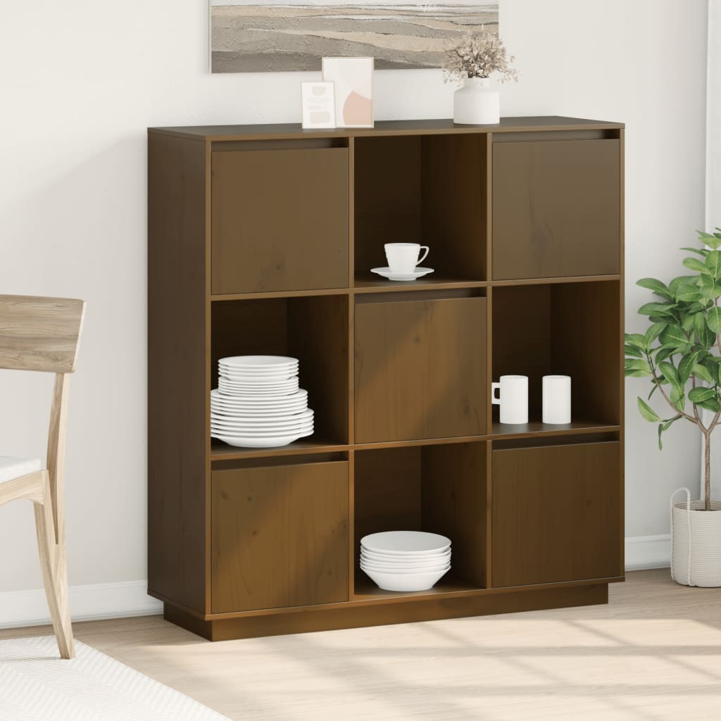 Highboard Honigbraun 110,5x35x117 cm Massivholz Kiefer