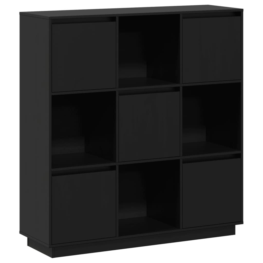 Highboard Schwarz 110,5x35x117 cm Massivholz Kiefer
