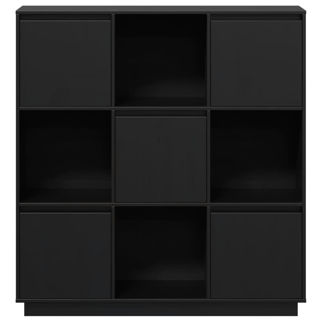 Highboard Schwarz 110,5x35x117 cm Massivholz Kiefer