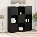 Highboard Schwarz 110,5x35x117 cm Massivholz Kiefer