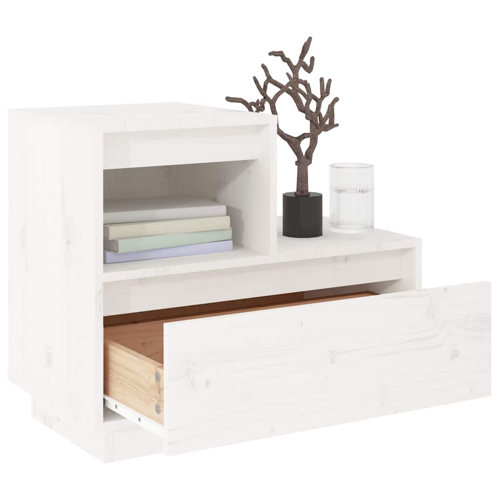 Nachttische 2 Stk. Weiß 60x34x51 cm Massivholz Kiefer