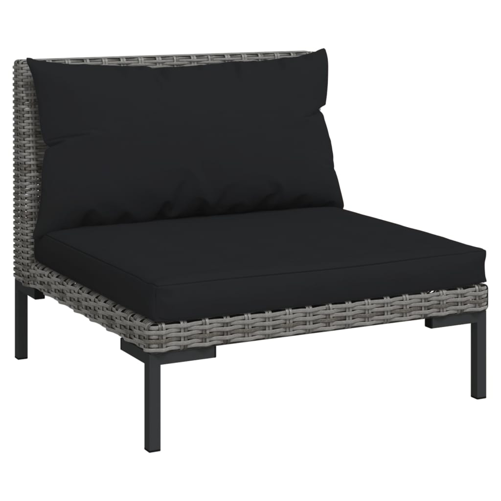 12-tlg. Garten-Lounge-Set mit Kissen Poly Rattan Dunkelgrau
