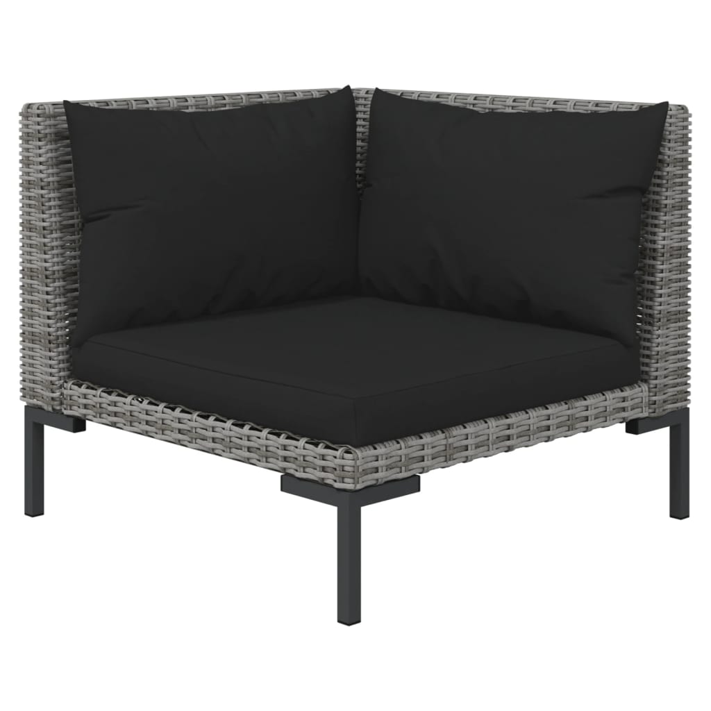 12-tlg. Garten-Lounge-Set mit Kissen Poly Rattan Dunkelgrau