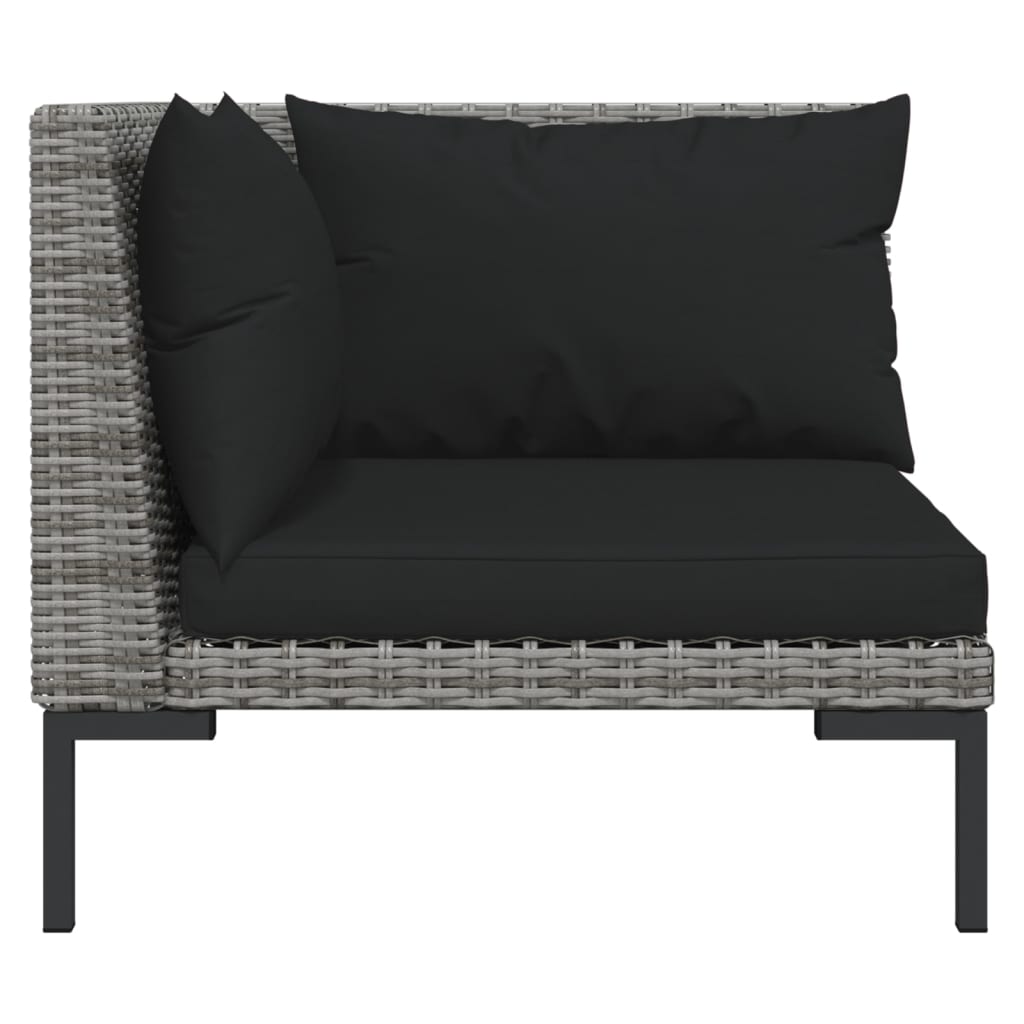 12-tlg. Garten-Lounge-Set mit Kissen Poly Rattan Dunkelgrau