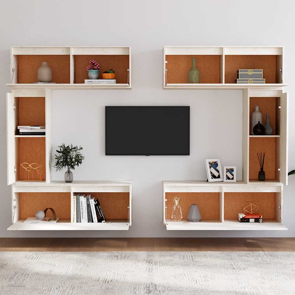 TV-Schränke 6 Stk. Weiß Massivholz Kiefer