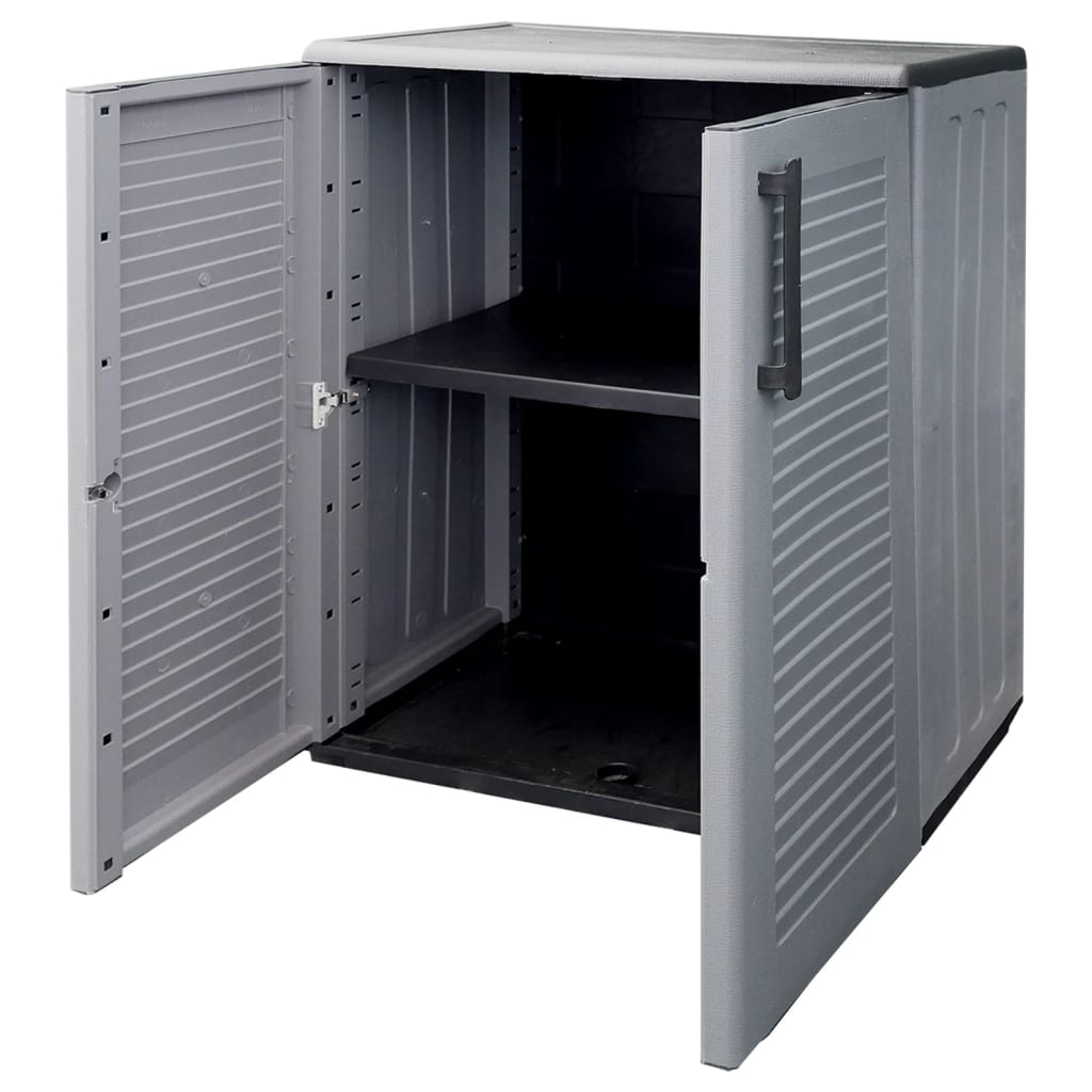 Garten-Aufbewahrungsschrank Grau Schwarz 68x37x84 cm PP
