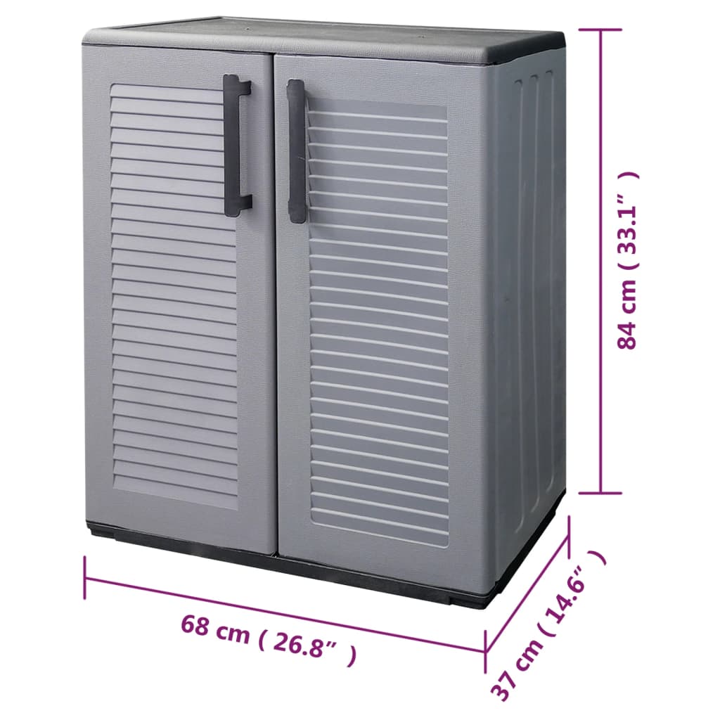 Garten-Aufbewahrungsschrank Grau Schwarz 68x37x84 cm PP