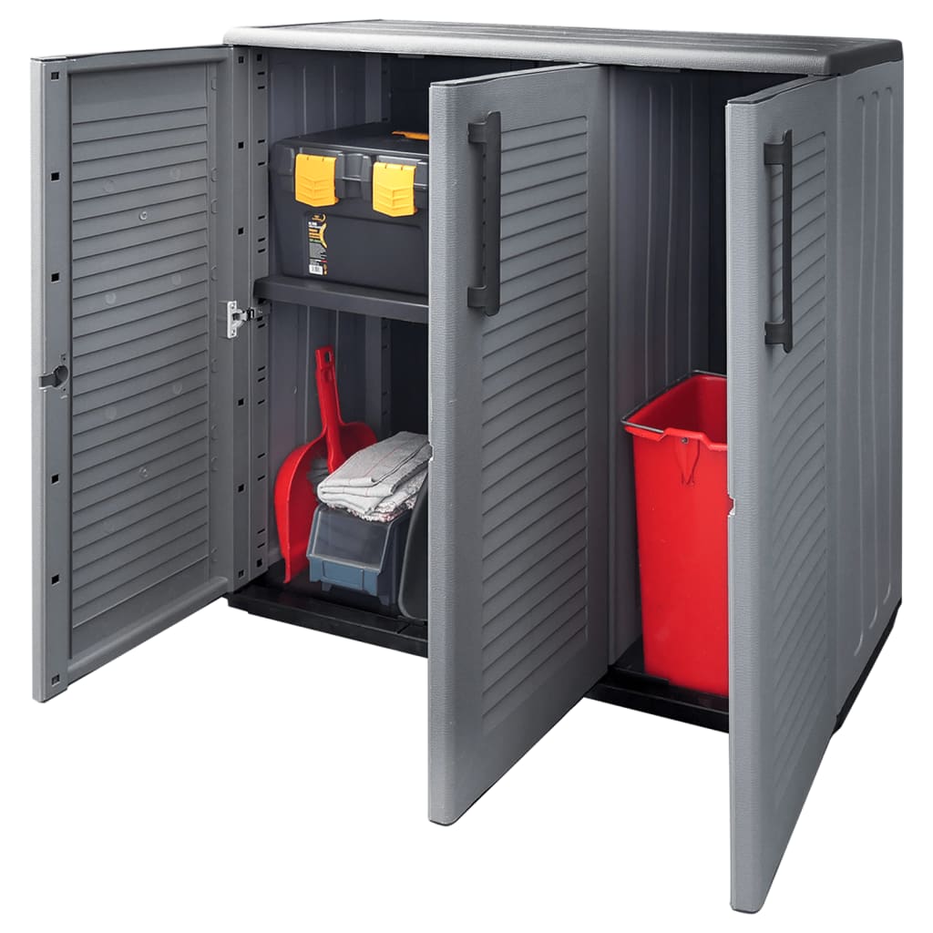 Gartenschrank Grau und Schwarz 102x37x84 cm PP