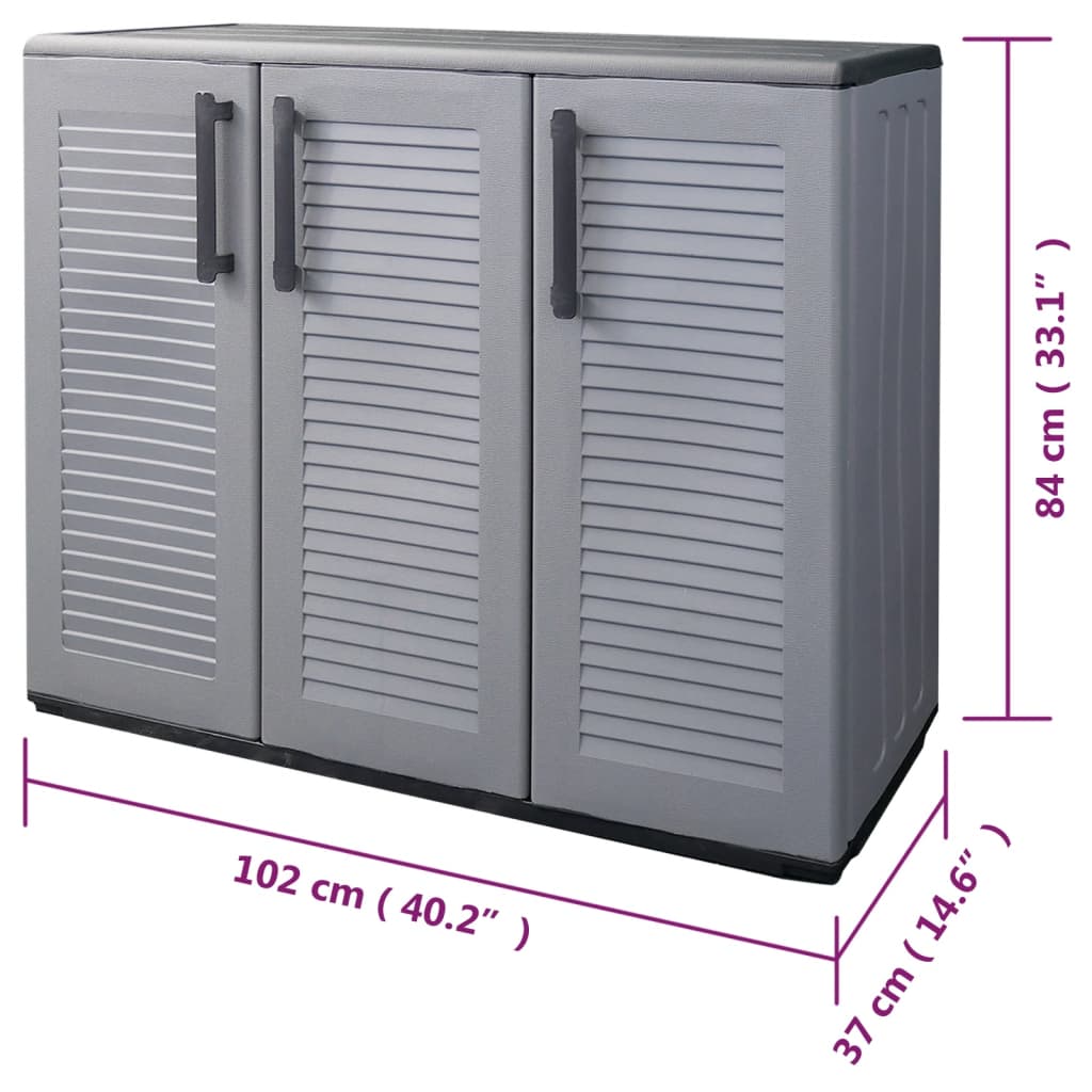 Gartenschrank Grau und Schwarz 102x37x84 cm PP