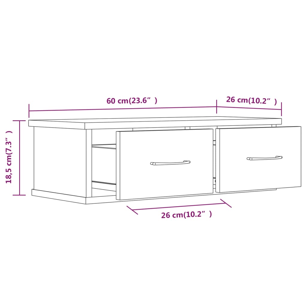 Wandschrank Braun Eichen-Optik 60x26x18,5 cm Holzwerkstoff