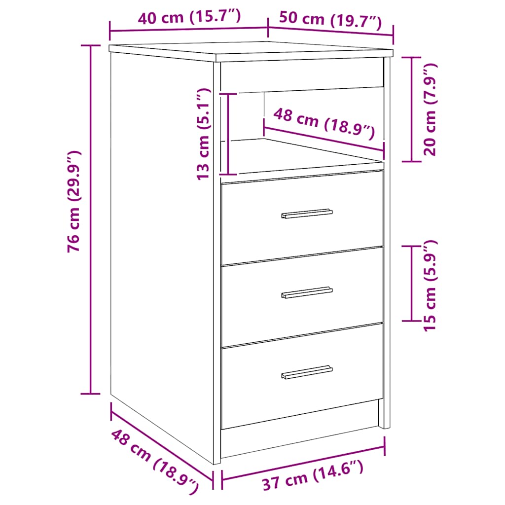 Sideboard mit Schubladen Grau Sonoma 40x50x76 cm Holzwerkstoff