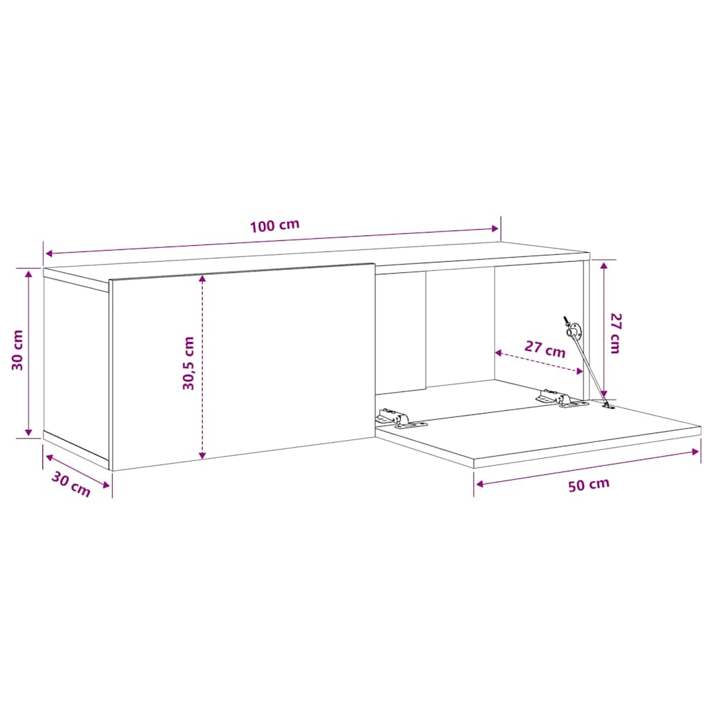 TV-Wandschrank Grau Sonoma 100x30x30 cm Holzwerkstoff