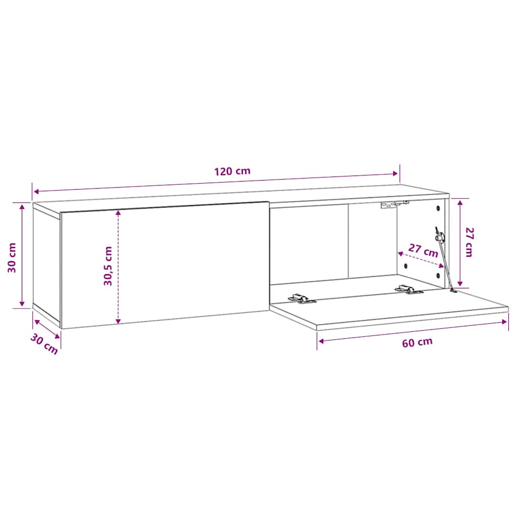 TV-Wandschrank Grau Sonoma 120x30x30 cm Holzwerkstoff