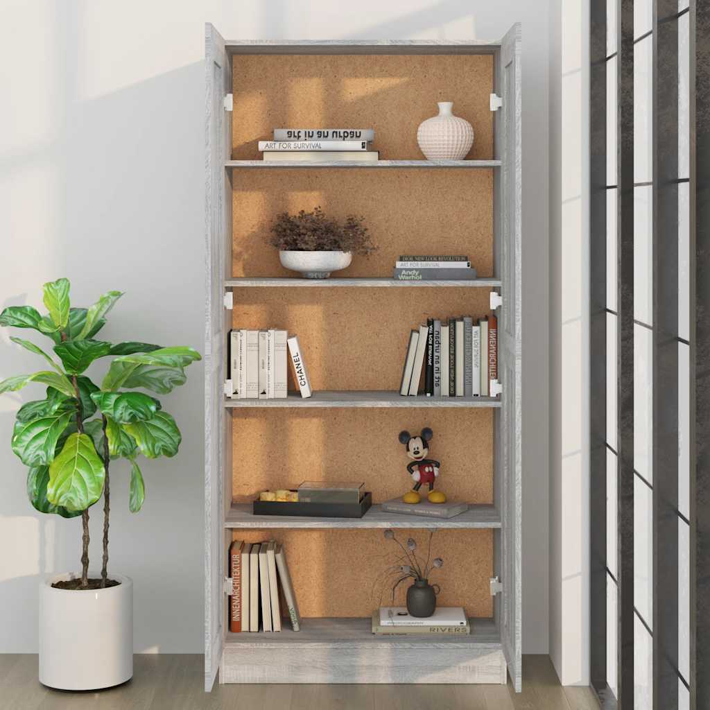Badezimmerschrank Grau Sonoma 82,5x30,5x185,5 cm Holzwerkstoff
